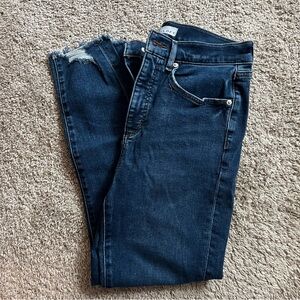 Loft Petite Chewed Hem High Rise Skinny Jeans